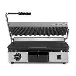 Milantoast Kontaktgrill, oben gerillt, unten glatt, Grillfläche: Oben gerillt, unten glatt