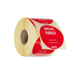 Hendi Lebensmittelsicherheit-Aufkleber, mehrfach verwendbar, leicht entfernbar, „USE FIRST“ (Zuerst verwenden), Rot, 500 Stk., ⌀50mm