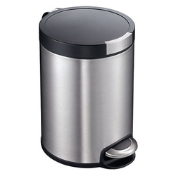 Aliseo Prestige Hygieneeimer - gebürstetes Chrom / Deckel schwarz, 5 Liter