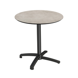 Feros X Cross - Terrassentisch Schwarz Gestell + Moonstone HPL-Platte Ø70 cm, Schwarz + Moonstone