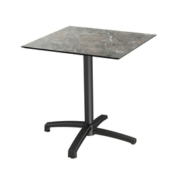 Feros X Cross - Terrassentisch Schwarz Gestell + Galaxy-Marmor HPL-Platte 70x70 cm, Schwarz + Galaxy Marmor