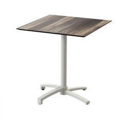 Feros X Cross - Terrassentisch sandfarbenes Gestell + Tropenholz HPL-Platte 70x70 cm, Sand + Tropenholz