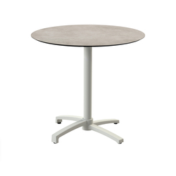 Feros X Cross - Terrassentisch sandfarbenes Gestell + Moonstone HPL-Platte Ø70 cm, Sand + Moonstone