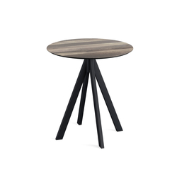 Feros Infinity - Terrassentisch schwarzes Gestell + Tropenholz HPL-Platte Ø70 cm, Schwarz + Tropenholz