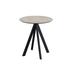 Feros Infinity - Terrassentisch schwarzes Gestell + Moonstone HPL-Platte Ø70 cm, Schwarz + Moonstone