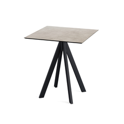 Feros Infinity - Terrassentisch schwarzes Gestell + Moonstone HPL-Platte 70x70 cm, Schwarz + Moonstone
