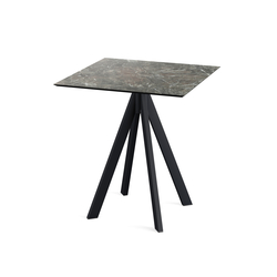 Feros Infinity - Terrassentisch schwarzes Gestell + Galaxy-Marmor HPL-Platte 70x70 cm, Schwarz + Galaxy Marmor