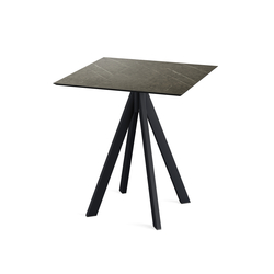 Feros Infinity - Terrassentisch schwarzes Gestell + Midnight-Marmor HPL-Platte 70x70 cm, Schwarz + Midnight Marmor
