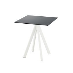 Feros Infinity - Terrassentisch weißes Gestell + schwarze HPL-Platte 70x70 cm, Weiß + Schwarz