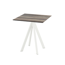 Feros Infinity - Terrassentisch weißes Gestell + Tropenholz HPL-Platte 70x70 cm, Weiß + Tropenholz