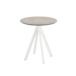 Feros Infinity - Terrassentisch weißes Gestell + Moonstone HPL-Platte Ø70 cm, Weiß + Moonstone