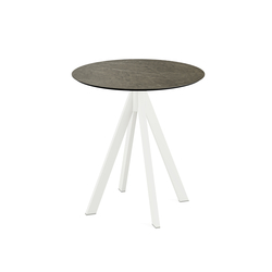 Feros Infinity - Terrassentisch weißes Gestell + Midnight-Marmor HPL-Platte Ø70 cm, Weiß + Midnight Marmor