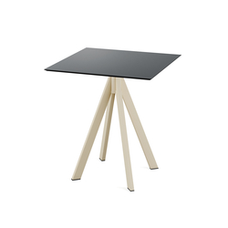 Feros Infinity - Terrassentisch sandfarbenes Gestell + schwarze HPL-Platte 70x70 cm, Sand + Schwarz