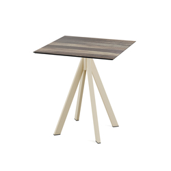 Feros Infinity - Terrassentisch sandfarbenes Gestell + Tropenholz HPL-Platte 70x70 cm, Sand + Tropenholz