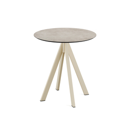 Feros Infinity - Terrassentisch sandfarbenes Gestell + Moonstone HPL-Platte Ø70 cm, Sand + Moonstone