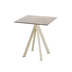 Feros Infinity - Terrassentisch sandfarbenes Gestell + Moonstone HPL-Platte 70x70 cm, Sand + Moonstone