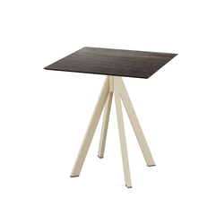 Feros Infinity - Terrassentisch sandfarbenes Gestell + Riverwashed Holz HPL-Platte 70x70 cm, Sand + Riverwashed Holz