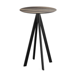 Feros Infinity - Bartisch schwarzes Gestell + Tropenholz HPL-Platte Ø70 cm, Schwarz + Tropenholz