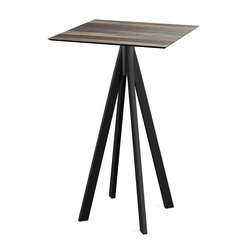 Feros Infinity - Bartisch schwarzes Gestell + Tropenholz HPL-Platte 70x70 cm, Schwarz + Tropenholz