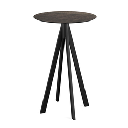 Feros Infinity - Bartisch schwarzes Gestell + Riverwashed Holz HPL-Platte Ø70 cm, Schwarz + Riverwashed Holz