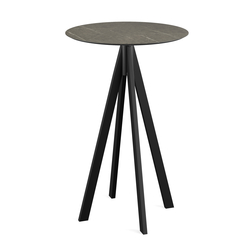 Feros Infinity - Bartisch schwarzes Gestell + Midnight-Marmor HPL-Platte Ø70 cm, Schwarz + Midnight Marmor
