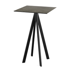 Feros Infinity - Bartisch schwarzes Gestell + Midnight-Marmor HPL-Platte 70x70 cm, Schwarz + Midnight Marmor