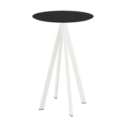 Feros Infinity - Bartisch weißes Gestell + schwarze HPL-Platte Ø70 cm, Weiß + Schwarz