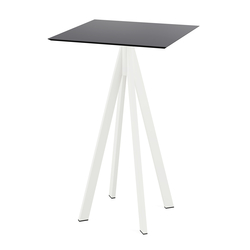 Feros Infinity - Bartisch weißes Gestell + schwarze HPL-Platte 70x70 cm, Weiß + Schwarz