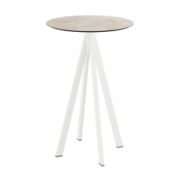 Feros Infinity - Bartisch weißes Gestell + Moonstone HPL-Platte Ø70 cm, Weiß + Moonstone
