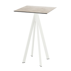 Feros Infinity - Bartisch weißes Gestell + Moonstone HPL-Platte 70x70 cm, Weiß + Moonstone