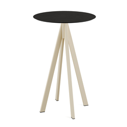 Feros Infinity - Bartisch sandfarbenes Gestell + schwarze HPL-Platte Ø70 cm, Sand + Schwarz