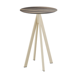 Feros Infinity - Bartisch sandfarbenes Gestell + Tropenholz HPL-Platte Ø70 cm, Sand + Tropenholz