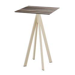 Feros Infinity - Bartisch sandfarbenes Gestell + Tropenholz HPL-Platte 70x70 cm, Sand + Tropenholz
