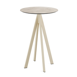 Feros Infinity - Bartisch sandfarbenes Gestell + Moonstone HPL-Platte Ø70 cm, Sand + Moonstone