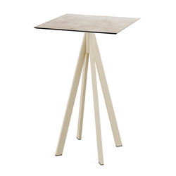 Feros Infinity - Bartisch sandfarbenes Gestell + Moonstone HPL-Platte 70x70 cm, Sand + Moonstone
