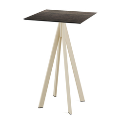 Feros Infinity - Bartisch sandfarbenes Gestell + Riverwashed Holz HPL-Platte 70x70 cm, Sand + Riverwashed Holz