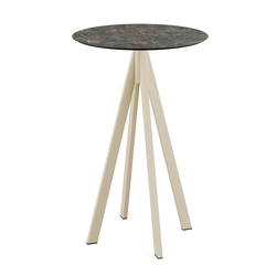 Feros Infinity - Bartisch sandfarbenes Gestell + Galaxy-Marmor HPL-Platte Ø70 cm, Sand + Galaxy Marmor