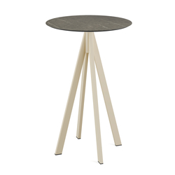 Feros Infinity - Bartisch sandfarbenes Gestell + Midnight-Marmor HPL-Platte Ø70 cm, Sand + Midnight Marmor