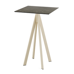 Feros Infinity - Bartisch sandfarbenes Gestell + Midnight-Marmor HPL-Platte 70x70 cm, Sand + Midnight Marmor