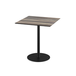 Feros Urban - Terrassentisch schwarzes Gestell + Tropenholz HPL-Platte 70x70 cm, Schwarz + Tropenholz