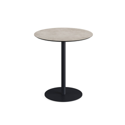 Feros Urban - Terrassentisch schwarzes Gestell + Moonstone HPL-Platte Ø70 cm, Schwarz + Moonstone
