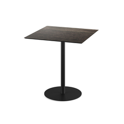 Feros Urban - Terrassentisch schwarzes Gestell + Riverwashed Holz HPL-Platte 70x70 cm, Schwarz + Riverwashed Holz