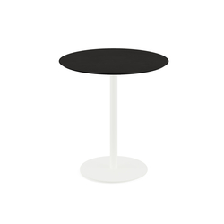 Feros Urban - Terrassentisch weißes Gestell + schwarze HPL-Platte Ø70 cm, Weiß + Schwarz