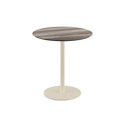 Feros Urban - Terrassentisch sandfarbenes Gestell + Tropenholz HPL-Platte Ø70 cm, Sand + Tropenholz