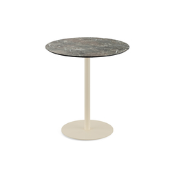 Feros Urban - Terrassentisch sandfarbenes Gestell + Galaxy-Marmor HPL-Platte Ø70 cm, Sand + Galaxy Marmor