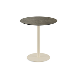 Feros Urban - Terrassentisch sandfarbenes Gestell + Midnight-Marmor HPL-Platte Ø70 cm, Sand + Midnight Marmor