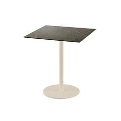 Feros Urban - Terrassentisch sandfarbenes Gestell + Midnight-Marmor HPL-Platte 70x70 cm, Sand + Midnight Marmor