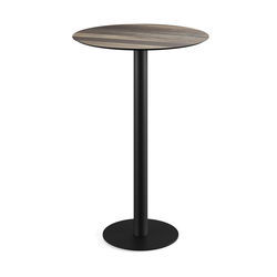Feros Urban - Bartisch schwarzes Gestell + Tropenholz HPL-Platte Ø70 cm, Schwarz + Tropenholz