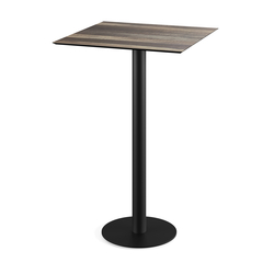 Feros Urban - Bartisch schwarzes Gestell + Tropenholz HPL-Platte 70x70 cm, Schwarz + Tropenholz