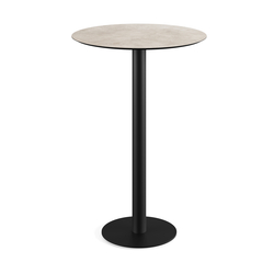 Feros Urban - Bartisch schwarzes Gestell + Moonstone HPL-Platte Ø70 cm, Schwarz + Moonstone